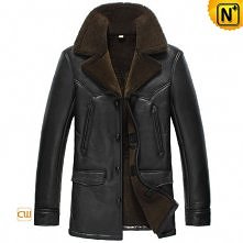 Shearling Lined Leather Coat for Men CW856125