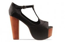 Skórzane sandały na drewnianym obcasie