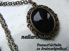 kliknij w obrazek, by przejść do sklepu -wisior czarny oczko ażurowy naszyjnik retro stare złoto vintage