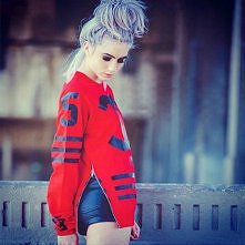 Fashion Contrast Color Double C Side Zipper Round Neck Long-sleeved Sweatshirt