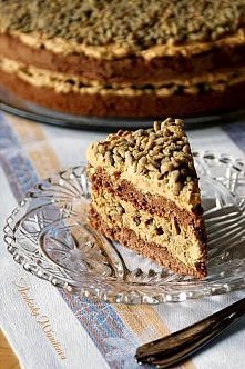 Krówkowe ciasto ze słonecznikiem