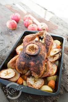przepis na kurczaka pieczonego z warzywami  i jabłkami