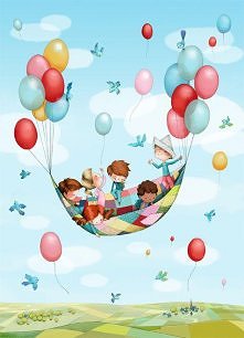 latajacy dywan z balonami