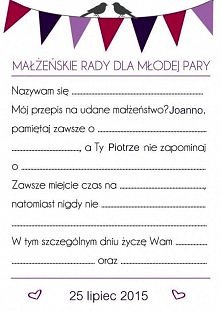 Pomysł na księgę gości, pudełeczko na małżeńskie rady dla Młodej Pary