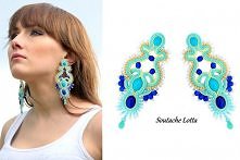 biżuteria sutasz, kolczyki, szafir, turkus, soutache