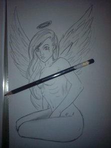 Projekt tatuażu. Aniołek.