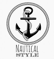 Grafika w marynarskim stylu z kotwicą.