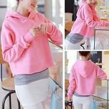 Fashion Pure Color Long Sleeve Hooded Sweatshirt + Tank Top Two Piece Set
