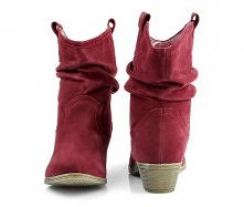 Bordowe botki kowbojki. Więcej szczegółów na temat tych botków po kliknięciu w duże zdjęcie.