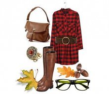 Stylizacja jesienna z sukienką koszulową. Poznaj dokładny skład stylizacji - kliknij w duże zdjęcie.