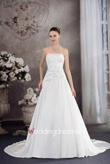 Darling Beaded A-Line Wedding Gown with Ruffles and Flowers