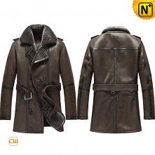 Mens Double Breasted Fur Lined Pea Coat CW856080