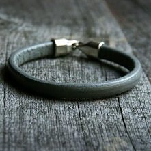 męska bransoletka : SKÓRA : grey & hook
