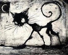 Czarny kot gdy na codzień przejdzie nam  przez drogę to nie wróży nic dobrego jednak  w halloweenową noc to można się stać bardzo przesądnym ;D