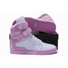 Kids White and Pink Supra High Top Tk Society Shoes