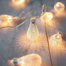 10 Silver Mesh Teardrop Battery Operated LED Fairy Lights by Lights4fun