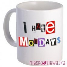 Kubek ceramiczny o pojemności 330ml I Hate Mondays :) Pamiętaj u nas możesz zamówić garnuszek z dowolnym nadrukiem !!!