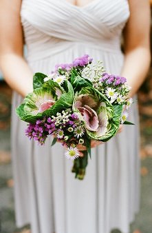 jesienny bukiet ślubny - kapusta ozdobna