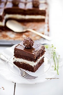 Składniki na biszkopt orzechowo - czekoladowy:

8 jajek, białka i żółtka osobno
180 g drobnego cukru do wypieków
120 g mąki pszennej tortowej
40 g kakao
200 g zmielonych orzechó...