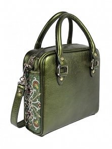 Skórzana torebka z haftowanymi bokami FANCY