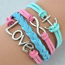 Candy Color Knitted String Anchor Love Number Charm Bracelet
