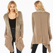 Fashion Lapel Long Sleeve Irregular Hem Cardigan