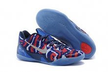 Independence Day - Womens Nike Air Kobe IX EM White/Metallic Silver with Hyper Cobalt/Action Red Low-Cut Sneakers