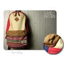 Folk Style Stripe Print Canvas Backpack