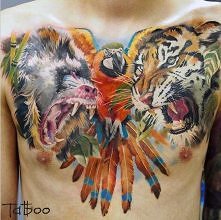 animals chest tattoo
