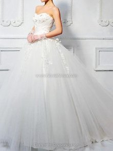 Corte de baile Escote corazón Barrer/Cepillo tren Tul Vestido de Novia con Bordado