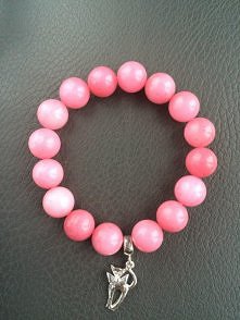 Różowy jadeit + srebrny kot