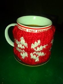 Ocieplacz na kubek zrobiony...