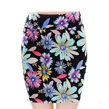 Fashion Floral Print Package Hip Bust Skirt