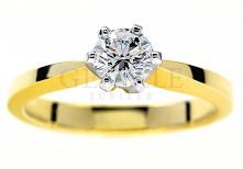 Złoty, luksusowy pierścionek zaręczynowy z doskonałym brylantem 0,50 ct WZ 500 od GESELLE Jubiler