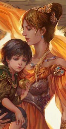 Baby Loki and Frigga.