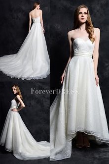 Ankle-length Hem Cathedral Train Simple But Luxurious White A-line Wedding Dress