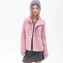 Fashion Solid Color Double-breasted Gathered Waist Woolen Coat