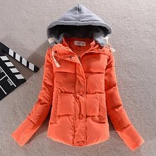 Fashion Long Sleeve Contrast Color Hooded Warm Coat