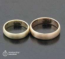Obrączki z żółtego i różowego złota, satynowana powierzchnia, kształt klasyczny. Inne Obrączki