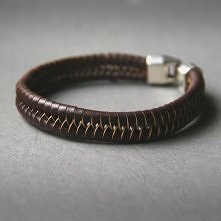męska bransoletka : SKÓRA : braided brown