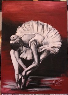 Baletnica, obraz akrylowy na płycie, 50x70