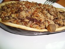 bakłażan z kaszą gryczaną, pieczarkami i mięsem mielonym.przepis po kliknięciu na zdj. Zapraszam do polubienia kuchenne inspiracje na fb