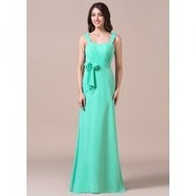 Tubino A cuore A terra Chiffona Abito da damigella con Increspature Fiocco/Fiocchi (007057732)