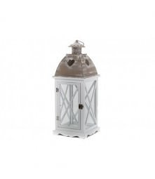 Lampion drewniany biały