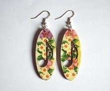 Dwustronne kolczyki ozdobione metodą decoupage wykonane na specjalne zamówienie Agnieszki P.