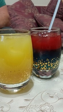yellow red & blue drink...