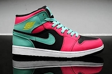 Retro 1 Mid NBA Jordan Brand Female Training Shoes in Green/Volt-Atomic Red Glow in Dark