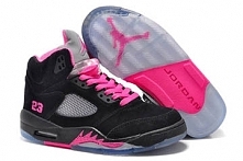 Women Size Nike Jordan Brand Air Retro 5 Fusion Pink/Silver/Black Suede Athletic Footwear Online