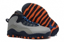 Retro 10 Bobcats Air Michael Jordan Basketball Shoes for Kids in Atomic Orange Black and Grey Color