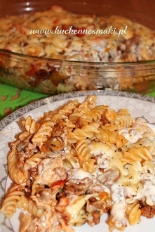 Zapiekanka makaronowa z mięsem mielonym
Składniki:
300g makaronu świderki lub rurki
500g mielonego mięsa wieprzowego
przyprawy do mięsa: sól, pieprz,
papryka ostra mielona (1łyż...